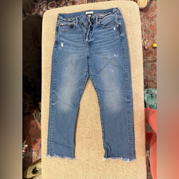 American Eagle Outfitters Light Blue Straight Crop Leg Jeans - Picture 2 of 5